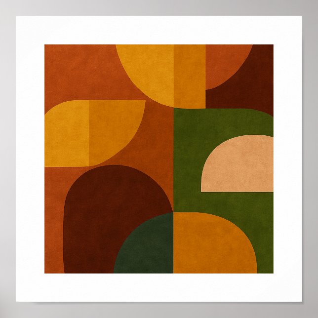 Affiche Composition Abstraite Moderne du Milieu du Siècle (Devant)