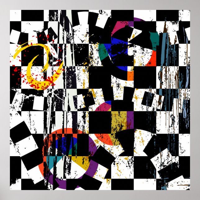 Affiche Composition arrière - plan abstraite, avec traits, (Devant)