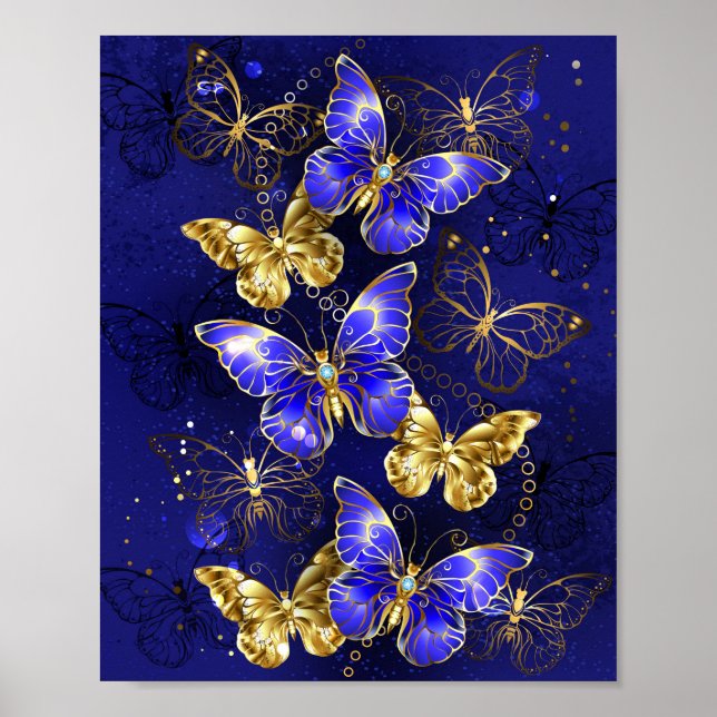 Affiche Composition avec papillons de saphir (Devant)
