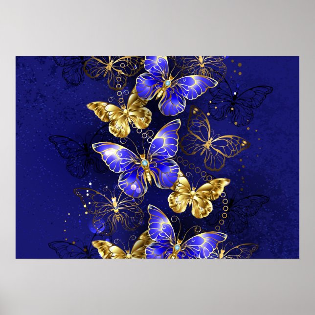 Affiche Composition avec papillons Sapphire (Devant)