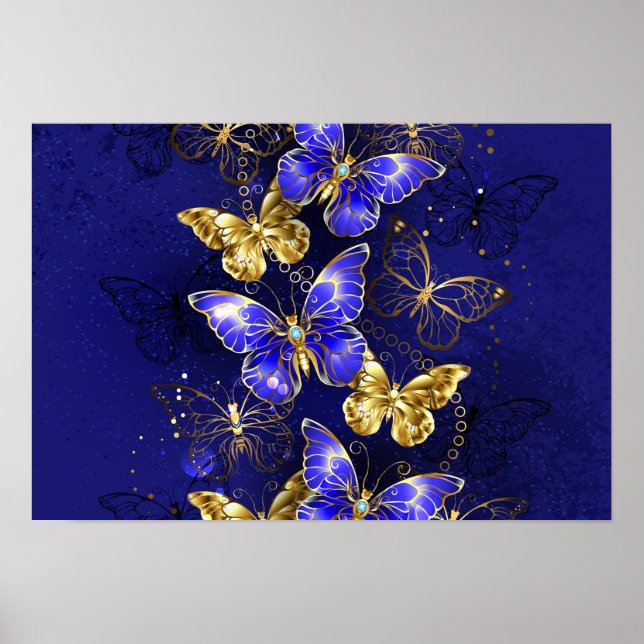 Affiche Composition avec papillons Sapphire (Devant)