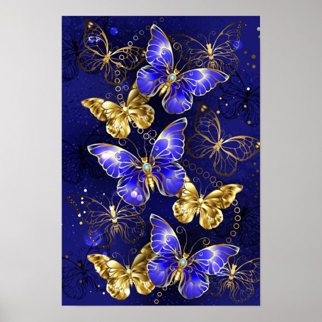 Affiche Composition avec papillons Sapphire (Devant)