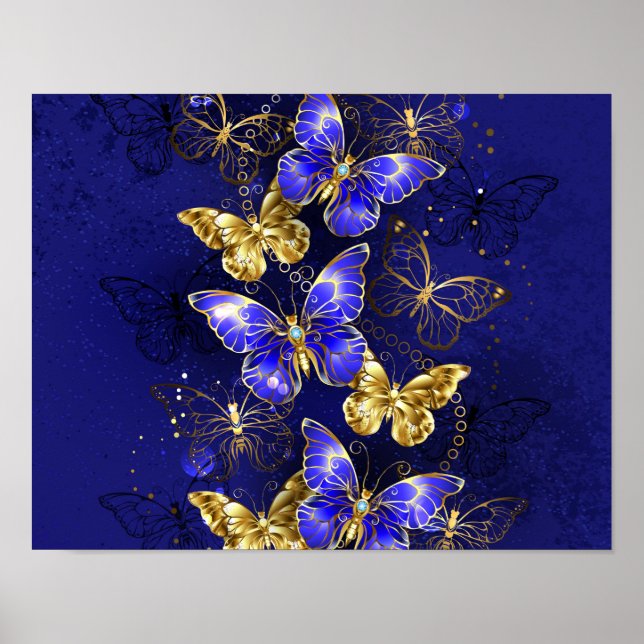 Affiche Composition avec papillons Sapphire (Devant)