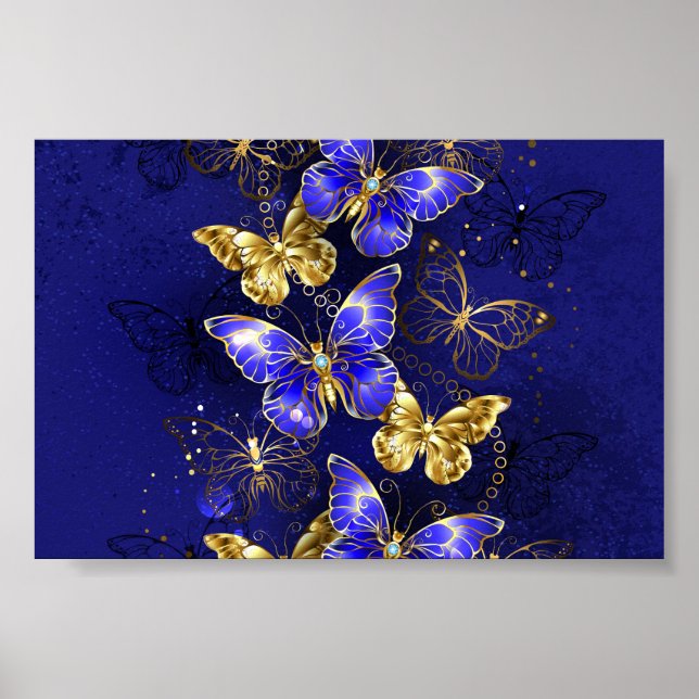 Affiche Composition avec papillons Sapphire (Devant)