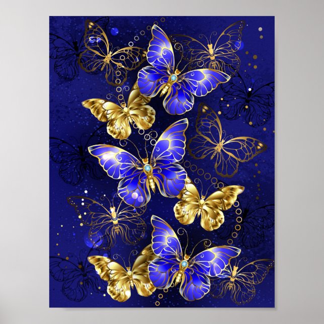 Affiche Composition avec papillons Sapphire (Devant)
