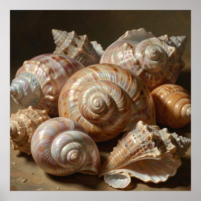 Affiche Composition de coquillages iridescents (Devant)