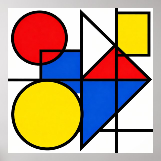 Affiche Composition de couleurs primaires de Mondrian (Devant)