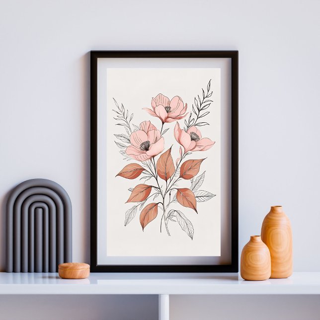 Affiche Composition de fleurs sauvages rose (Créateur téléchargé)