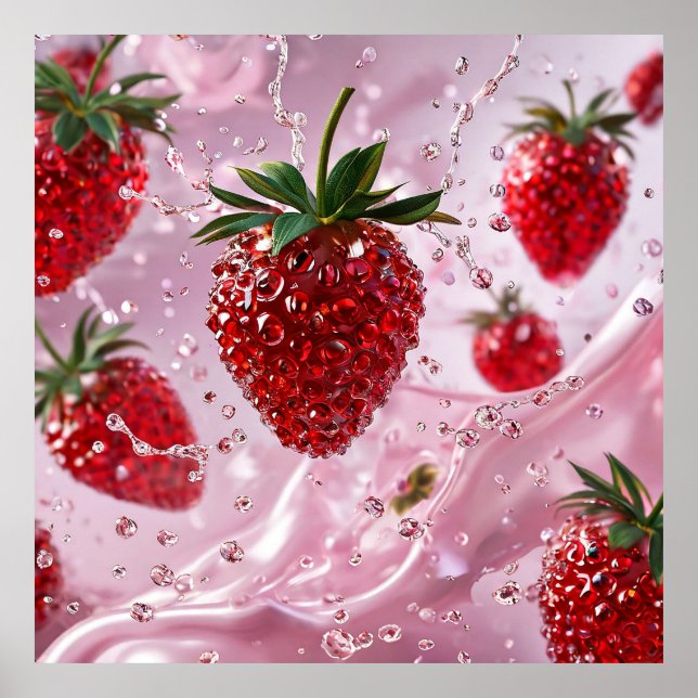 Affiche Composition de fraises mûres (Devant)