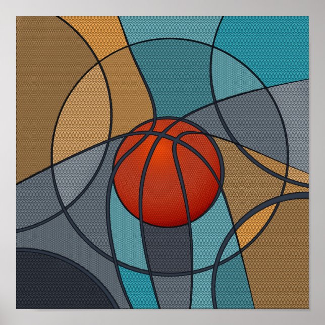 Affiche Composition de l'art Abstrait du basket-ball (Devant)