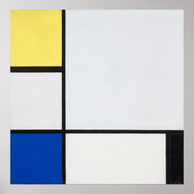 Affiche Composition de Mondrian Jaune, Bleu, Noir, Bleu (Devant)