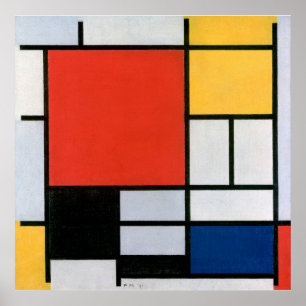 Affiche Composition de Mondrian Rouge, Jaune, Bleu, Noir