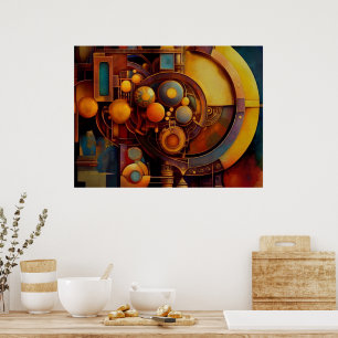 Affiche Composition d'Orbe Mécanique Steampunk