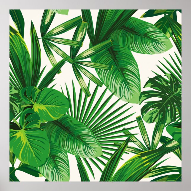 Affiche Composition exotique tropicale verte naturelle feu (Devant)