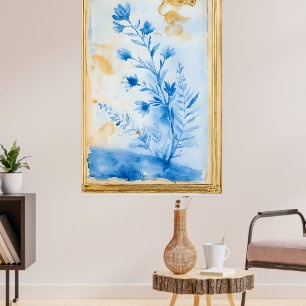 Affiche Composition florale bleue. Type : décoratif encadr