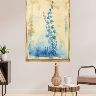 Affiche Composition florale bleue. Type : décoratif encadr