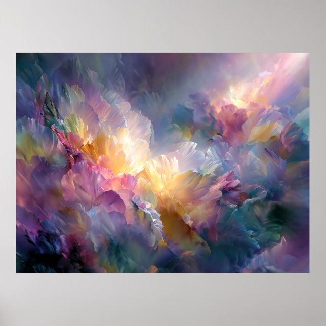 Affiche Composition florale pastel abstraite lumineuse (Devant)