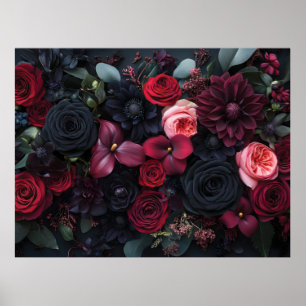Affiche Composition florale sombre élégante avec des roses