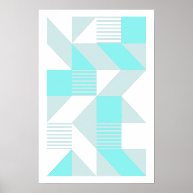 Affiche Composition géométrique dans des tons d'aqua (Devant)
