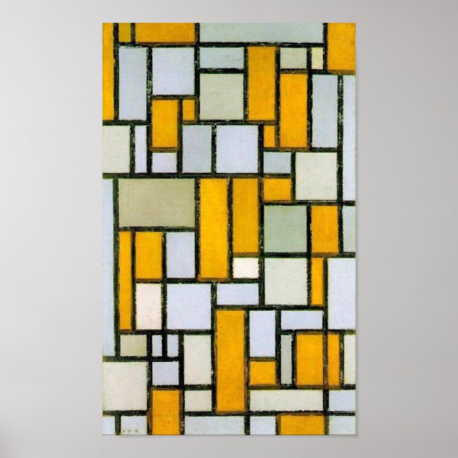 Affiche Composition Jaune et Gris, Mondrian (Devant)