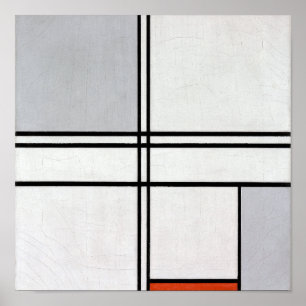 Affiche Composition (n° 1) Gris-Rouge Piet Mondrian