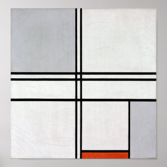 Affiche Composition (no 1) Gris-rouge | Piet Mondrian | (Devant)