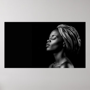 Affiche Composition noire et blanche du visage africain
