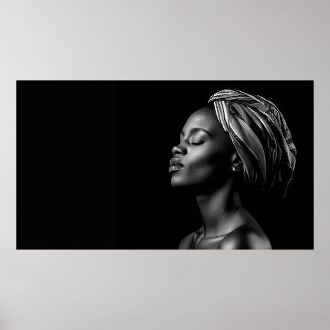 Affiche Composition noire et blanche du visage africain (Devant)