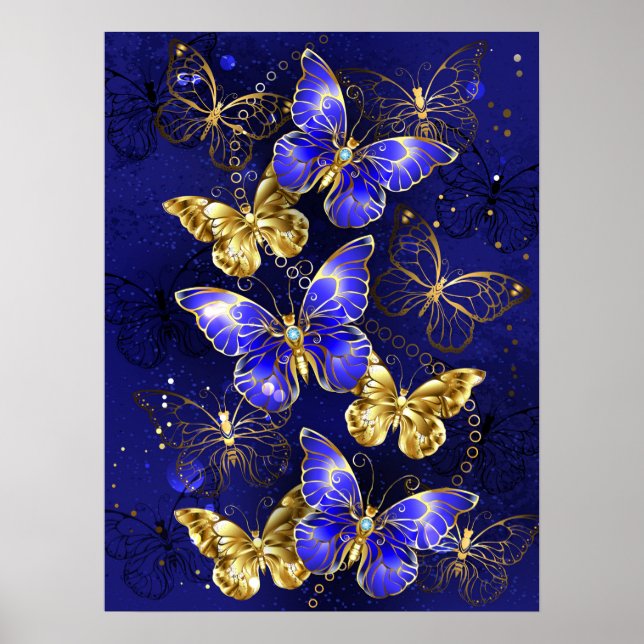 Affiche Composition with Sapphire Butterflies (Devant)