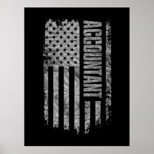 Affiche Comptable drapeau USA design en détresse