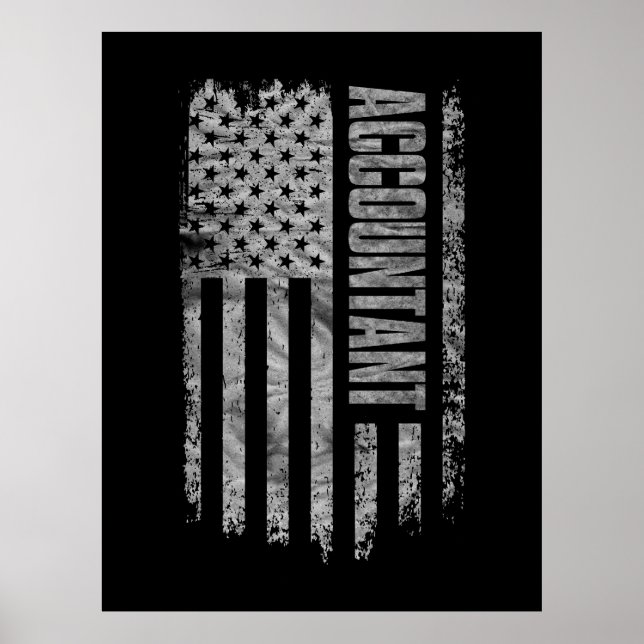 Affiche Comptable drapeau USA design en détresse (Devant)