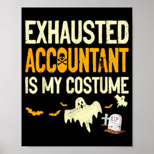 Affiche Comptable épuisé Cpa Halloween Drôle Comptable