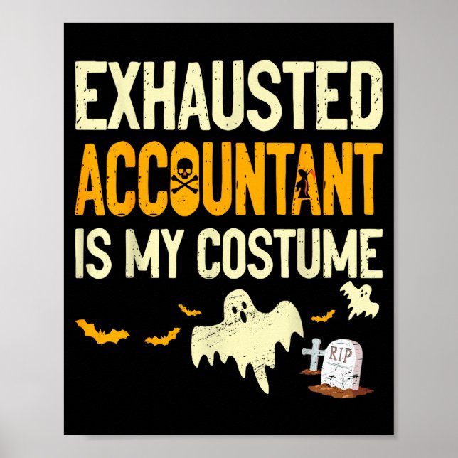 Affiche Comptable épuisé Cpa Halloween Drôle Comptable (Devant)