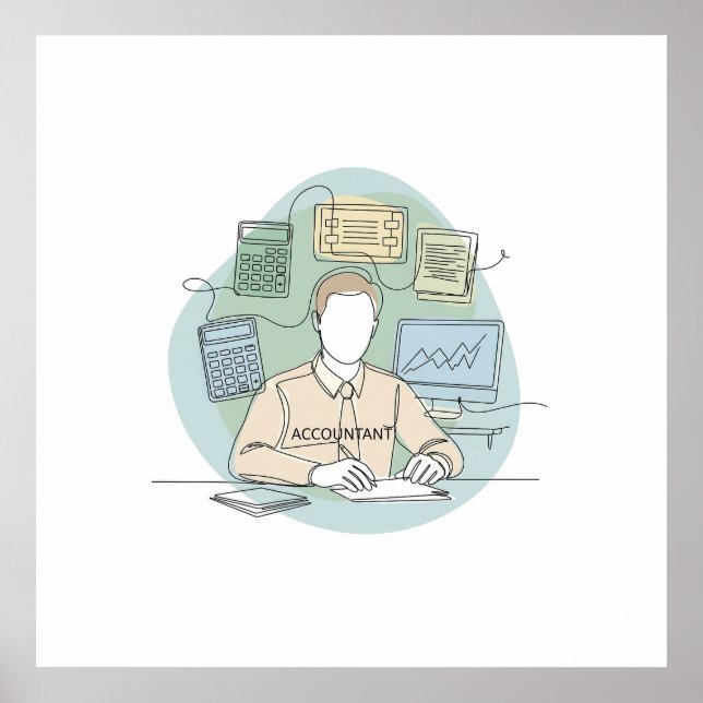 Affiche comptable, simple minimum une ligne art continu (Devant)