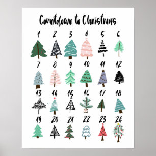 Affiche Compte à rebours du calendrier de l'avent de Noël