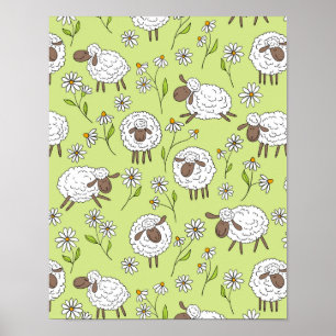 Affiche Compter les moutons sur le vert de rosée miel