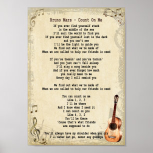 Affiche Compter Sur Moi Chanson Lyrique Vintage Mur Art Im