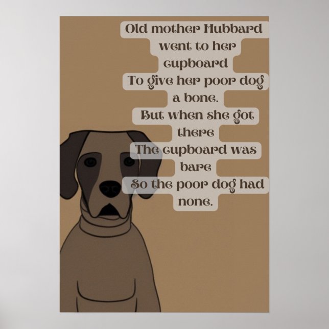 Affiche comptine de la vieille mère Hubbard dessin animé a (Devant)