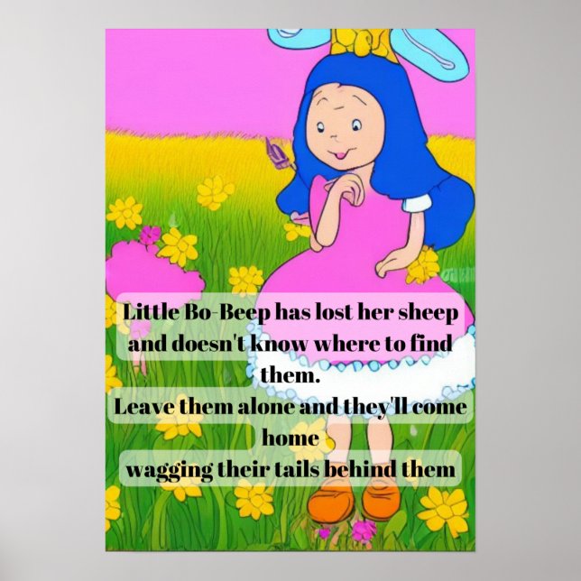 Affiche comptine enfantin amusant little bo-peep a perdu  (Devant)