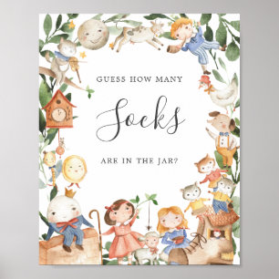 Affiche Comptines Baby Shower Devinez Combien de Chaussett