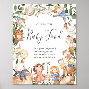 Affiche Comptines Baby Shower Devinez la Nourriture pour B