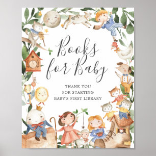 Affiche Comptines Livres de Baby Shower pour bébé signe