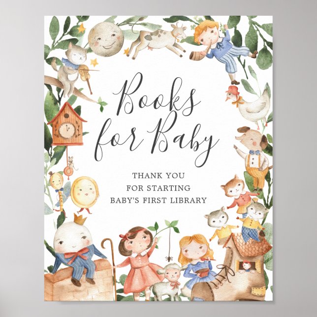 Affiche Comptines Livres de Baby Shower Pour Bébé Signe (Devant)