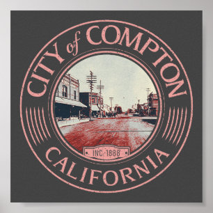 AFFICHE COMPTON LOS ANGELES CALIFORNIA - VILLE DE COMPTON