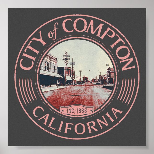 AFFICHE COMPTON LOS ANGELES CALIFORNIA - VILLE DE COMPTON (Devant)