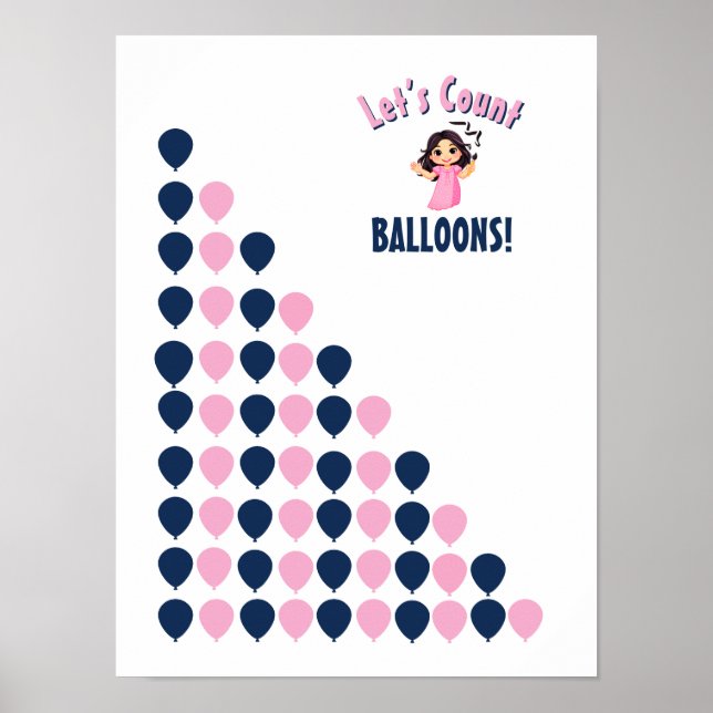 Affiche Comptons les Ballons ! Apprentissage des Nombres C (Devant)