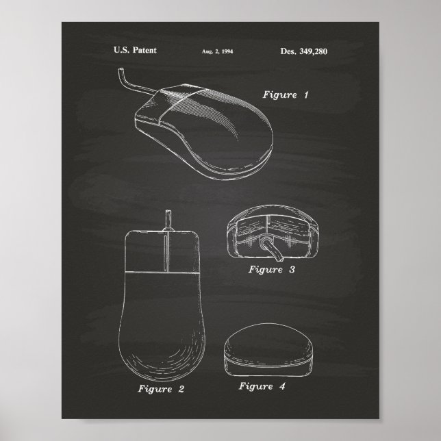 Affiche Computer Mouse 1994 Patent Art Chalkboard (Devant)