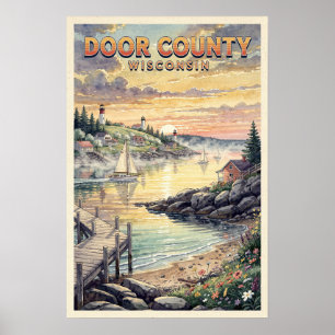 Affiche Comté de Door Wisconsin Voyage Vintage