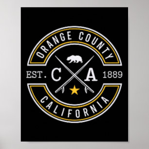 Affiche Comté d'Orange Californie Ca Rétro Surfeur Plage F