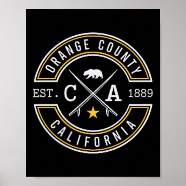 Affiche Comté d'Orange Californie Ca Rétro Surfeur Plage F (Devant)